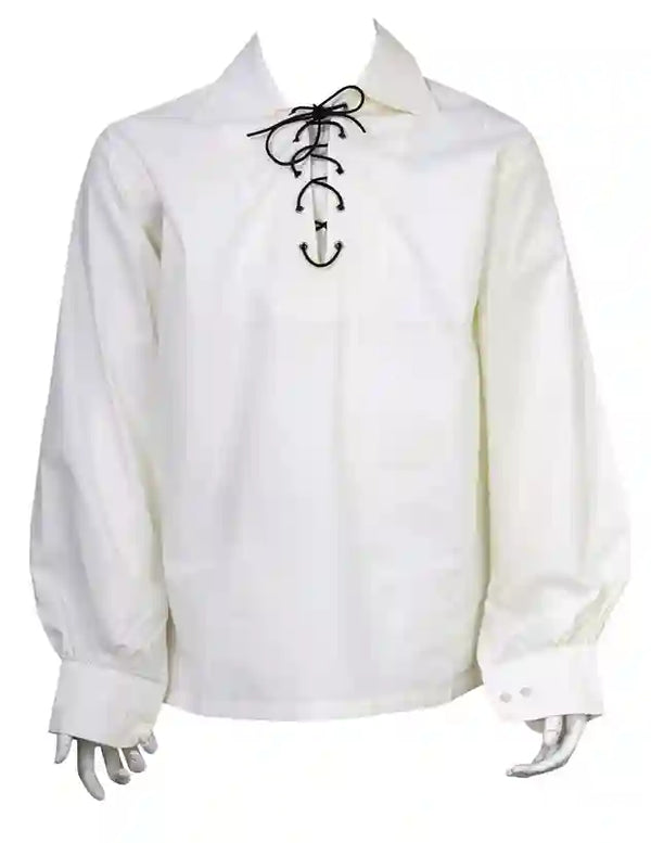 Scottish Men's Cream Jacobite Ghillie Kilt Shirt